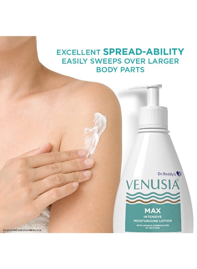 VENUSIA Dr. Reddy's Venusia Max Intensive Moisturizing Lotion | Dermatologist Recommended | Clinically Proven, Long-Lasting Moisturization | For Normal to Very Dry Skin | Cocoa Butter, Shea Butter, Mango Butter and Aloe Butter | 300 g (Pack of 8) - Image 2